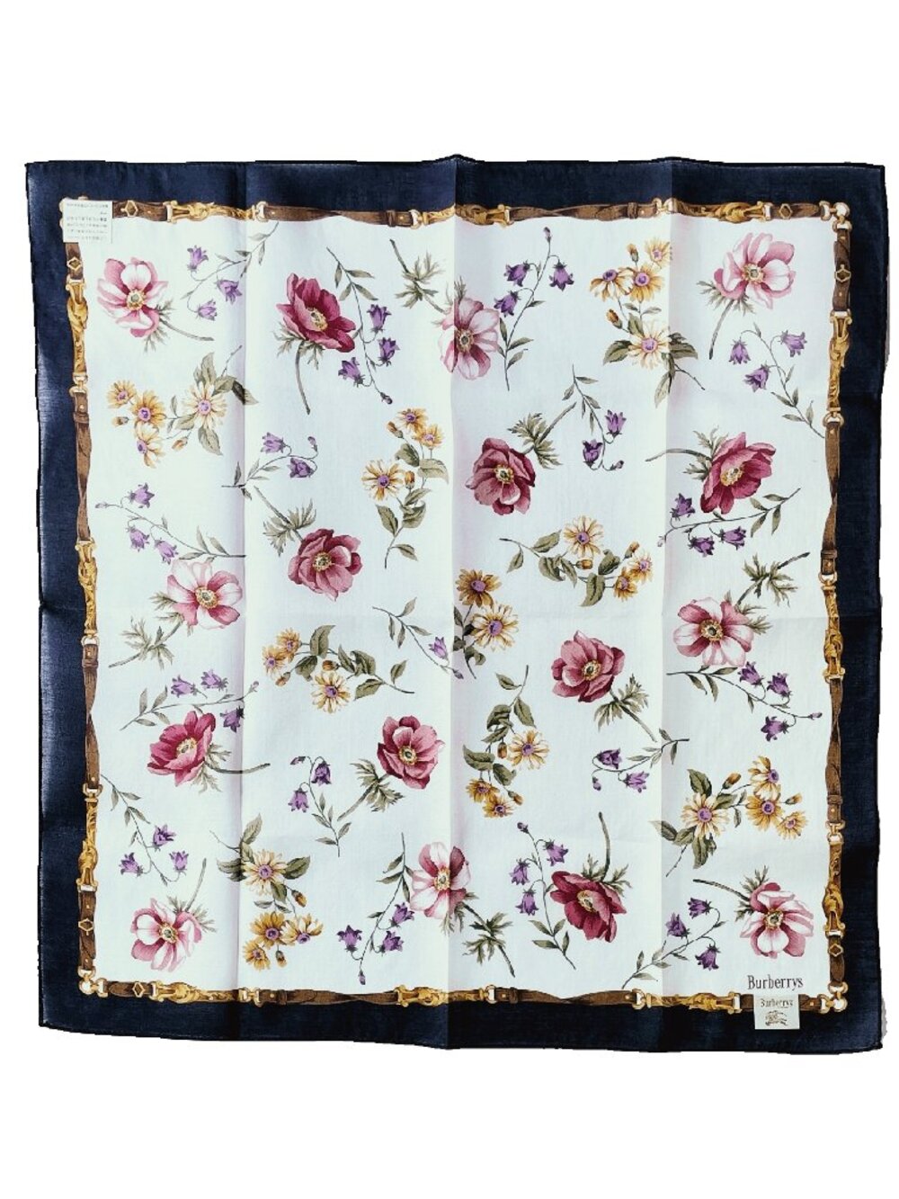 Burberrys Vintage Cotton Scarf Floral Print